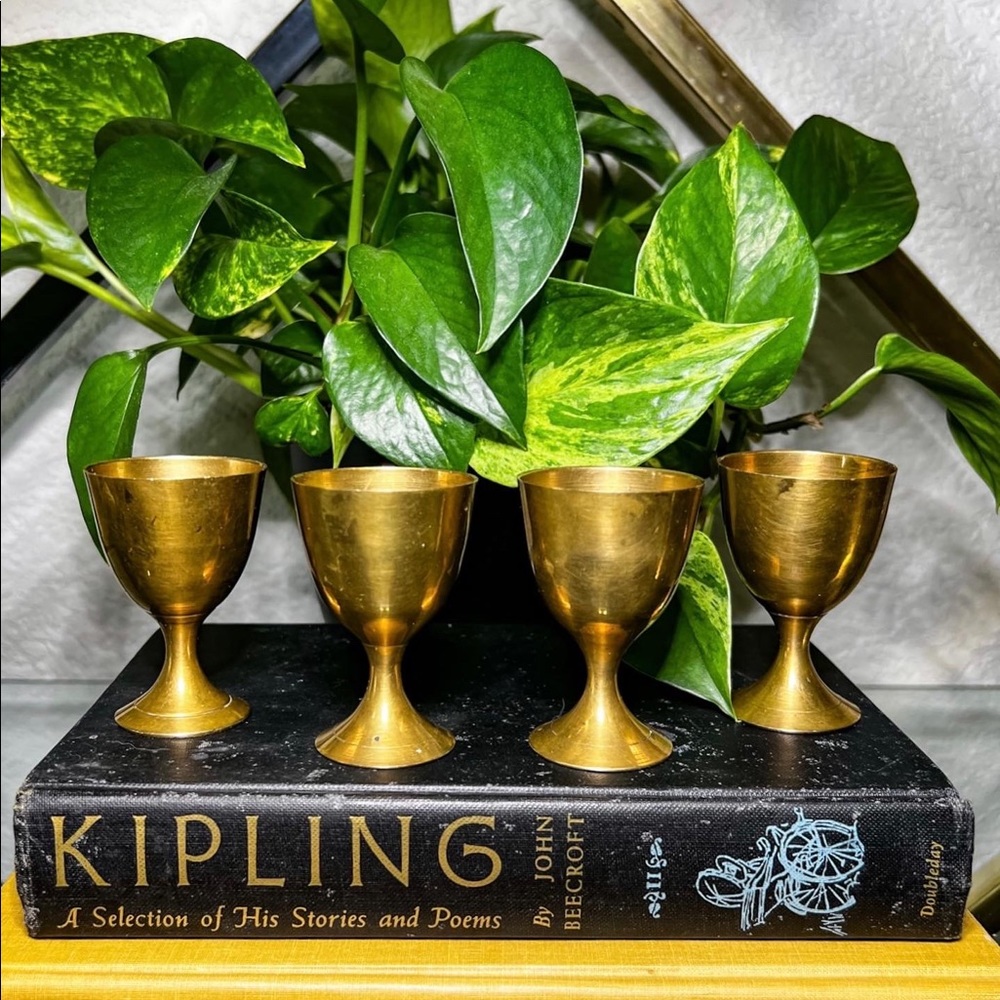 Set of Four Mini Brass Goblets